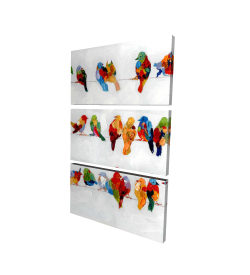 Beaucoup d'oiseaux colorés sur un fil