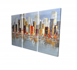 Colorful buildings with water reflection