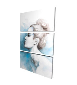 Watercolor abstract girl profile view