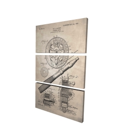 Beige blueprint of a fishing reel