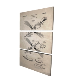 Beige blueprint of a fish lure