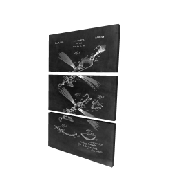 Black blueprint of a fish lure