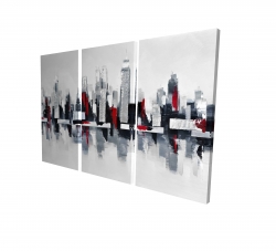 Gray and red cityscape