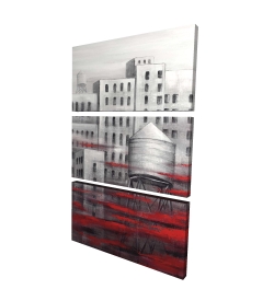 Gray city with red clouds