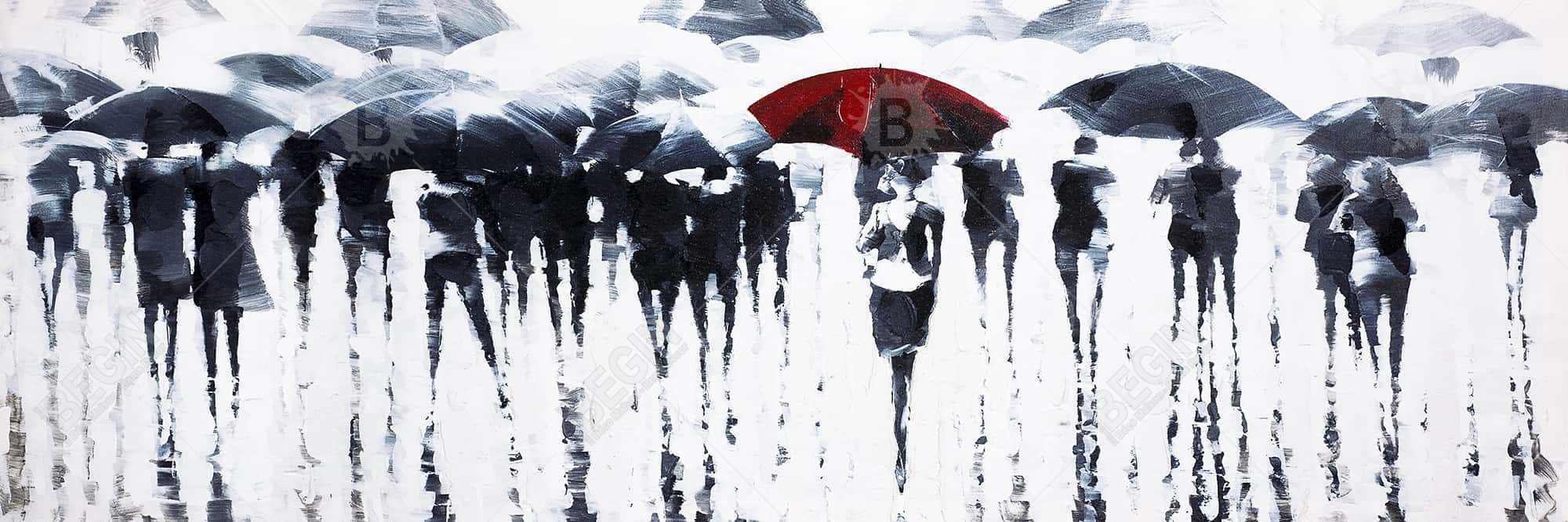 Abstract silhouettes under the rain