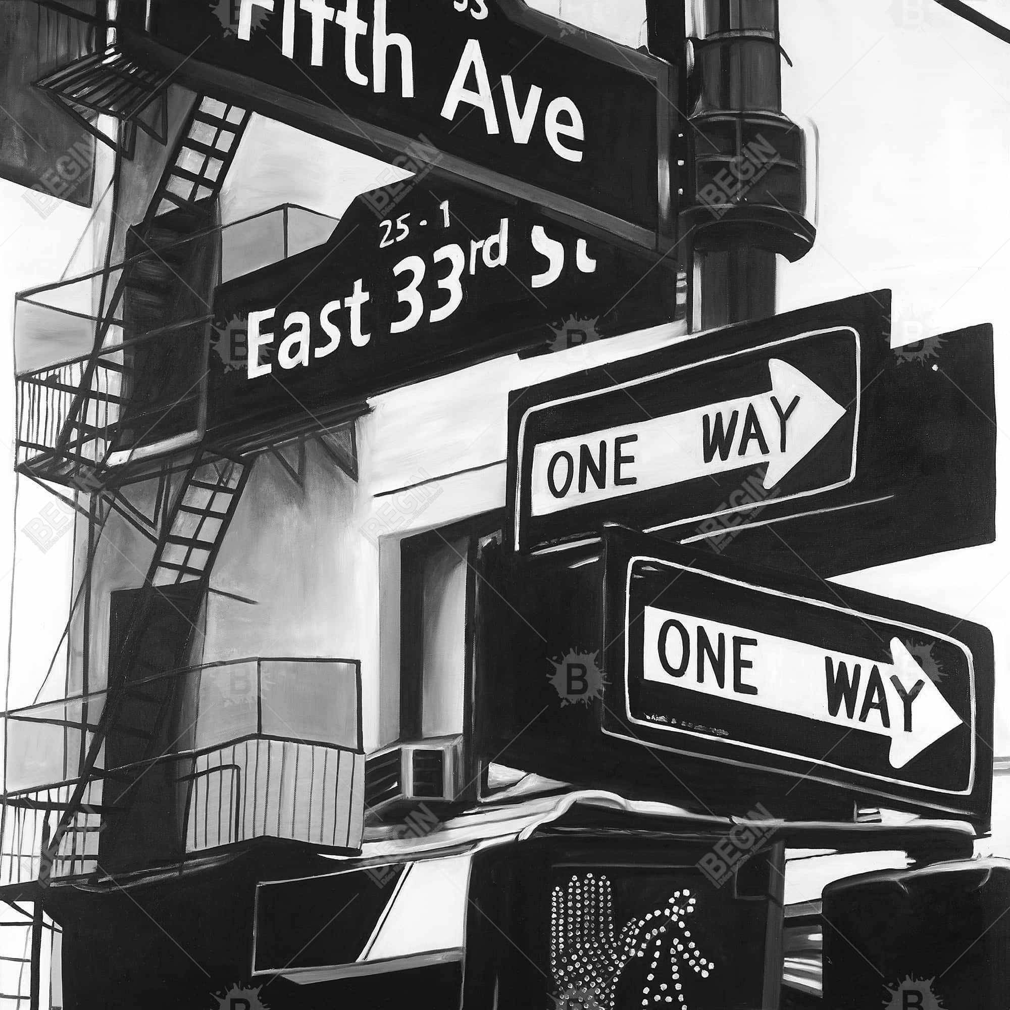 New york city signs in front of an appartment