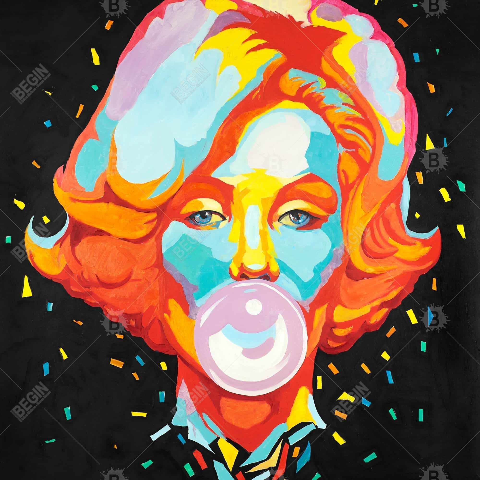 Marilyn monroe colorée avec bubblegum