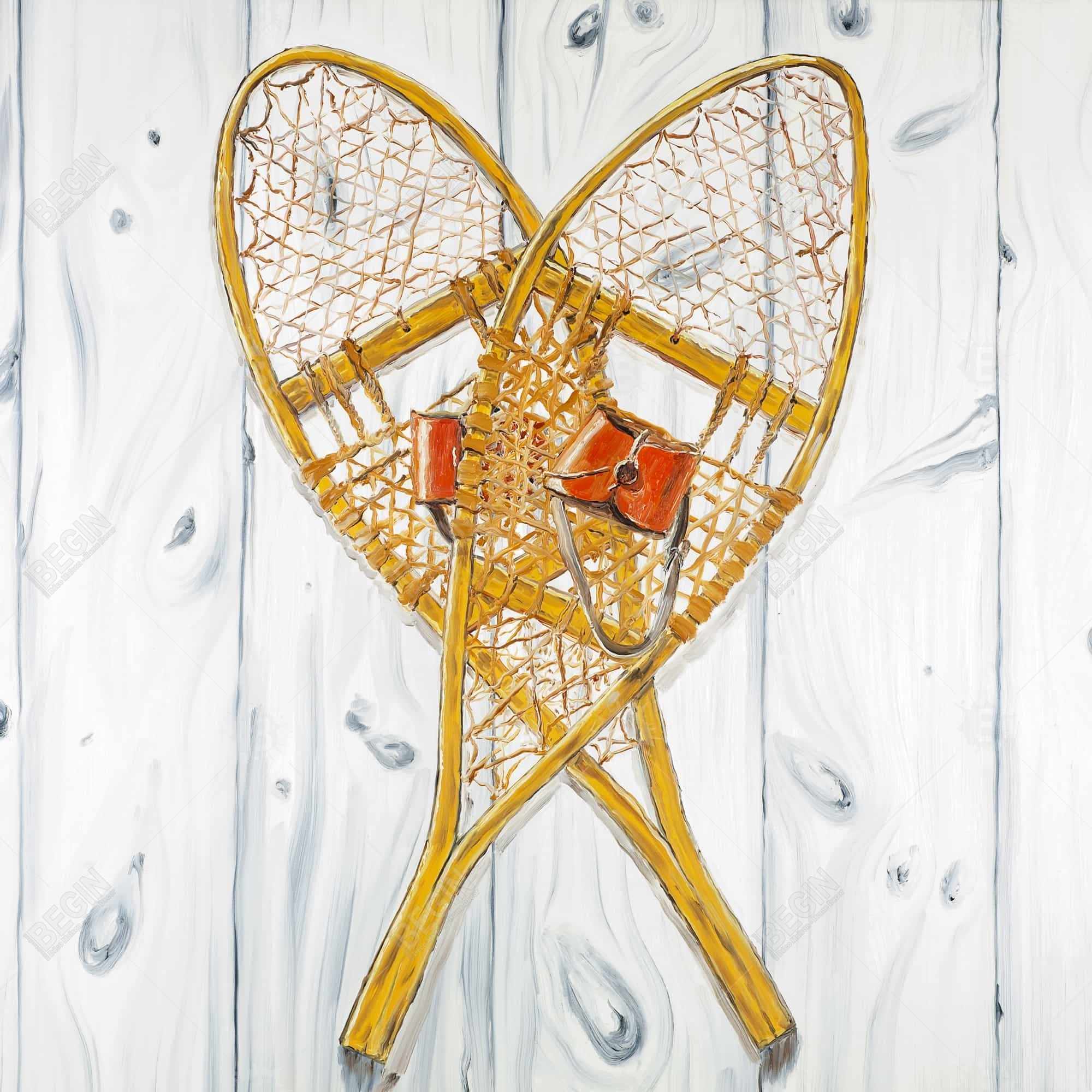 Vintage wood snowshoes