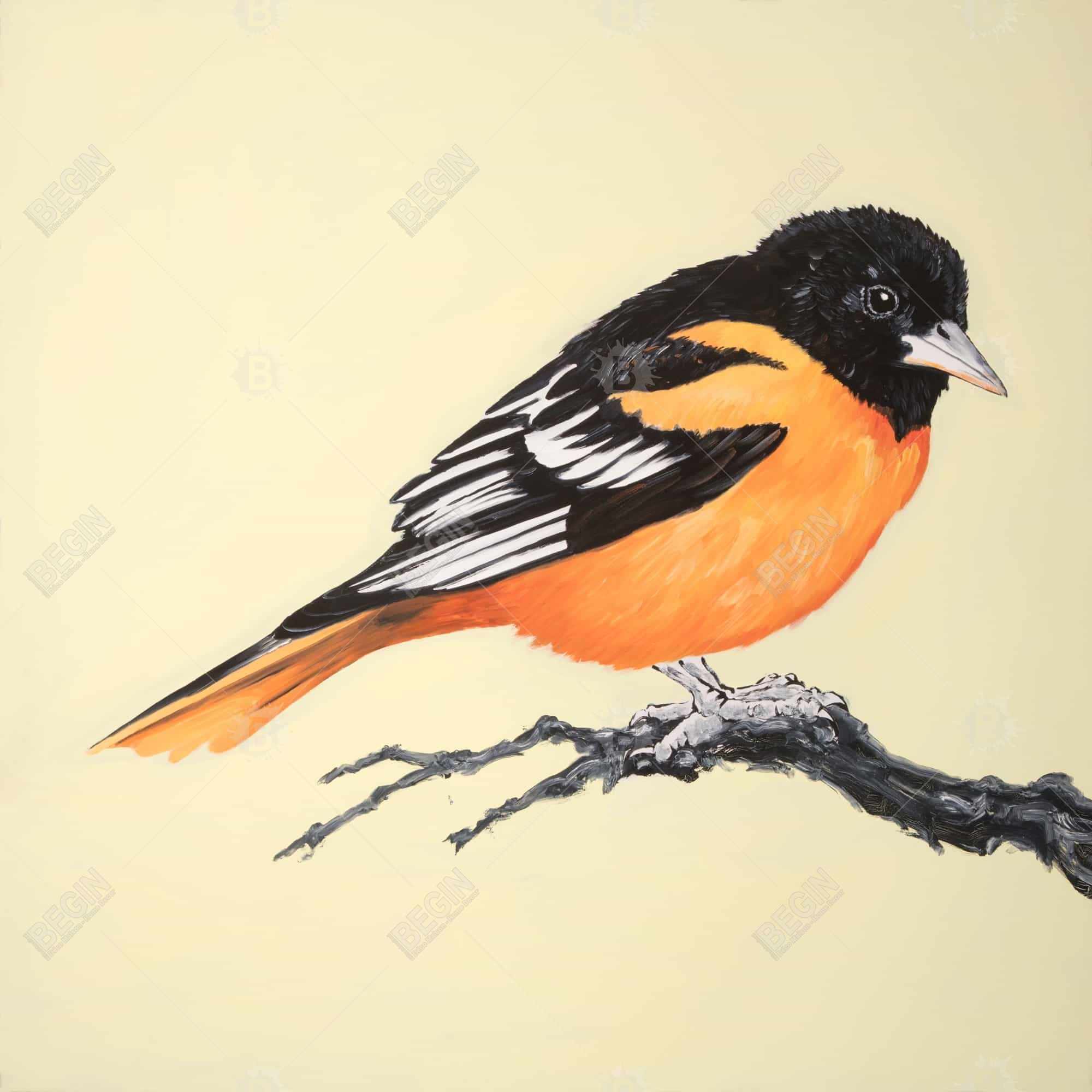 Realistic little bird on a branch