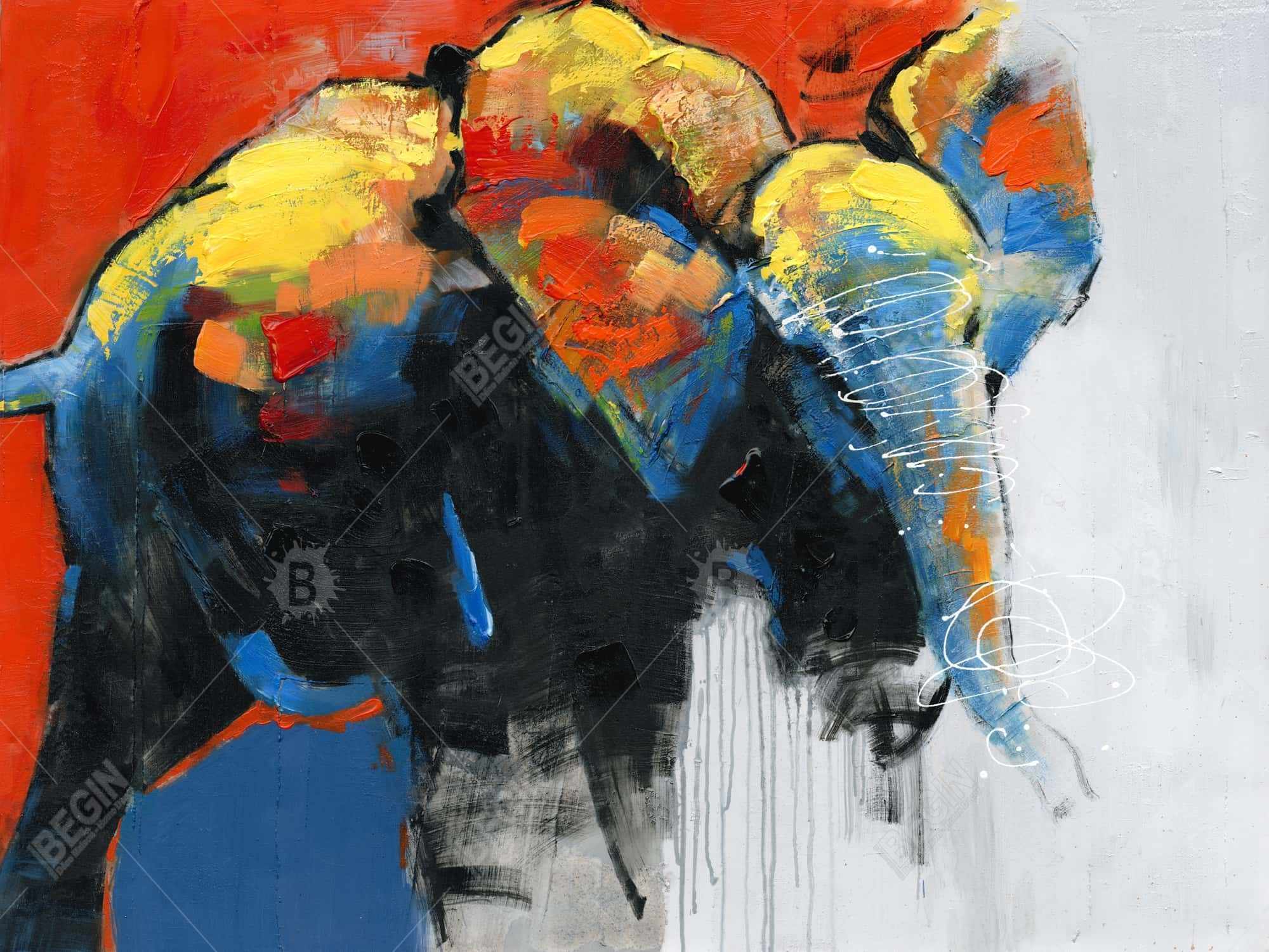 éléphant coloré et abstrait en mouvement