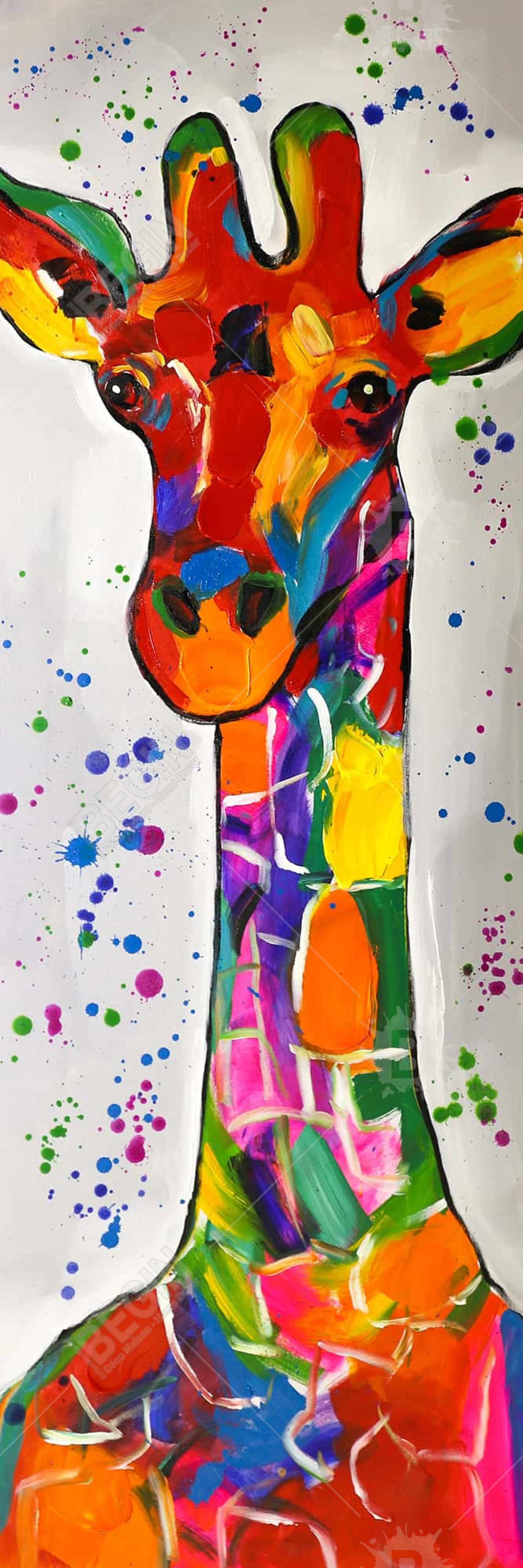 Abstract colorful giraffe with paint splash