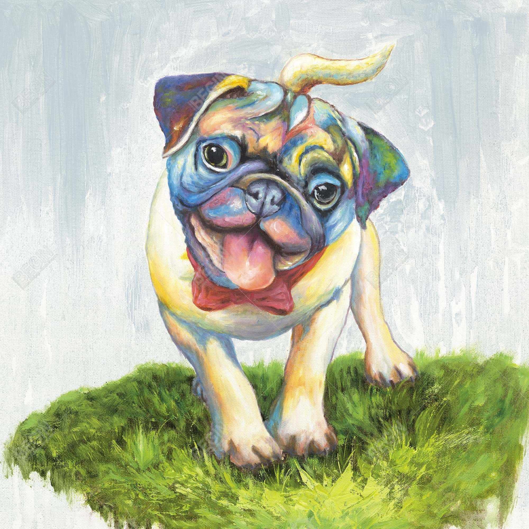 Colorful smiling pug