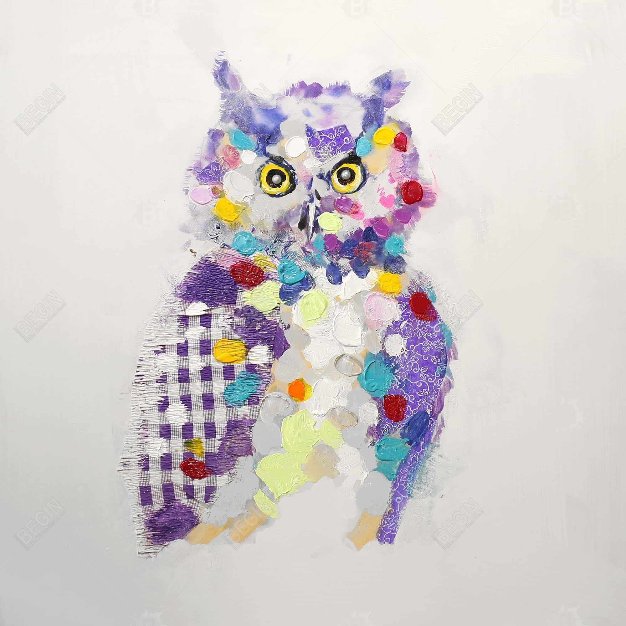Textured abstract owl