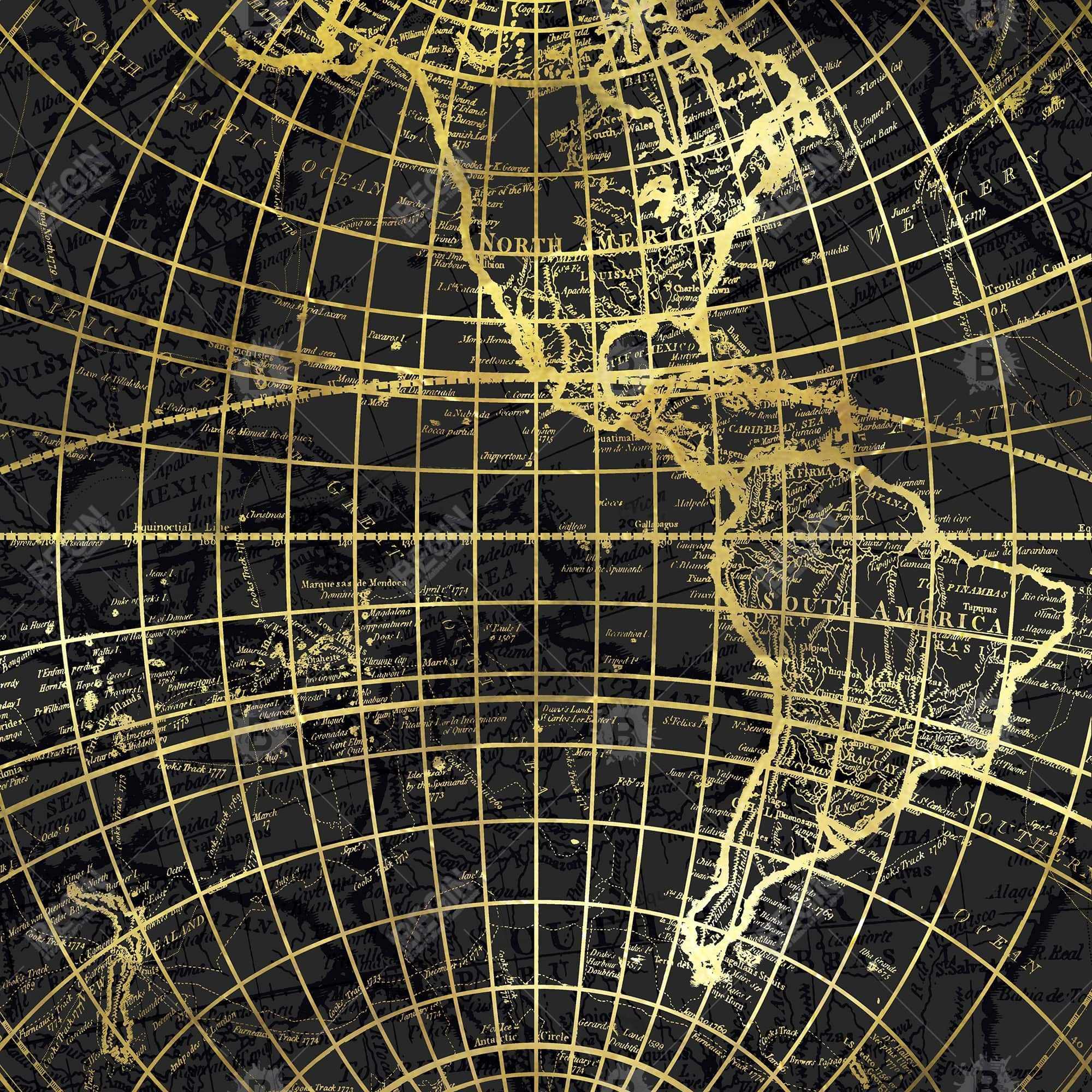 Black and marine world map globe