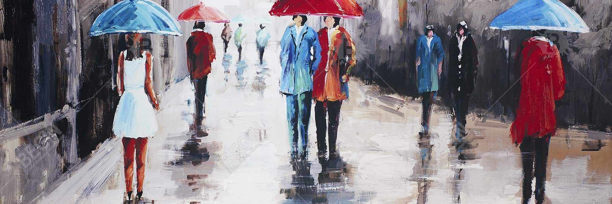 Gens avec leur parapluie dans la rue