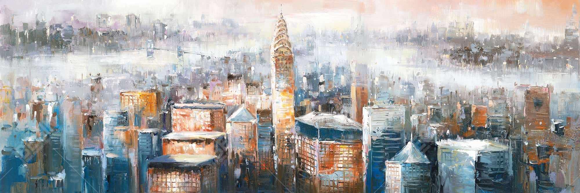 Paysage urbain de new-york avec l'immeuble chrysler