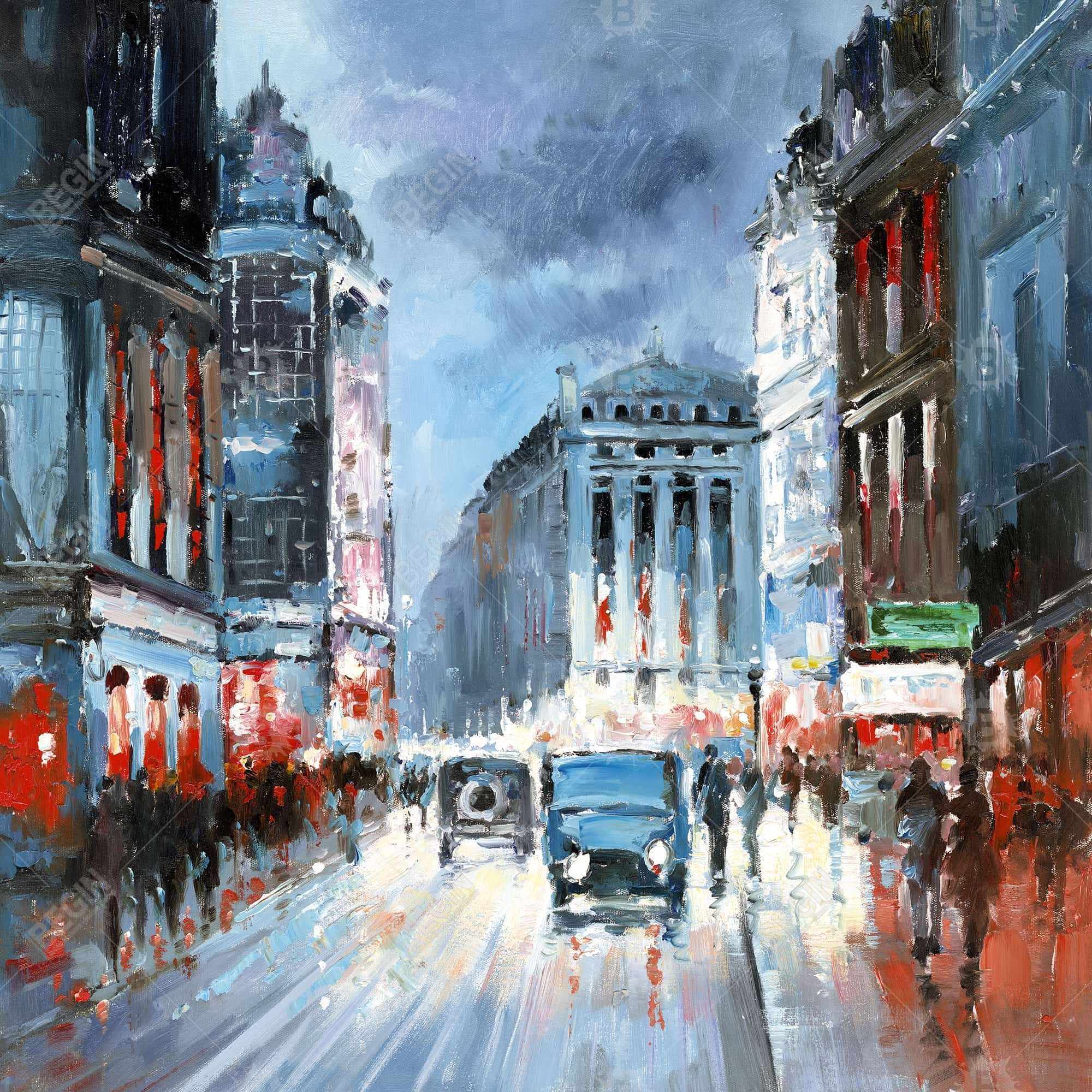 Abstract red and blue city
