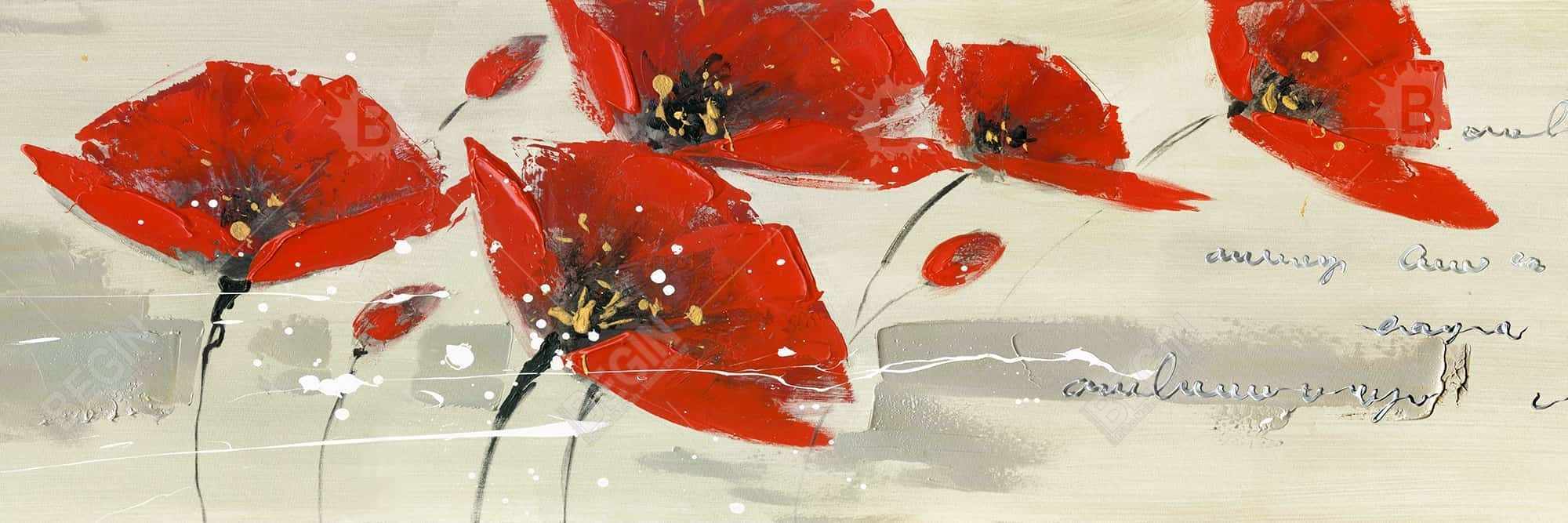 Abstract red flowers in the wind