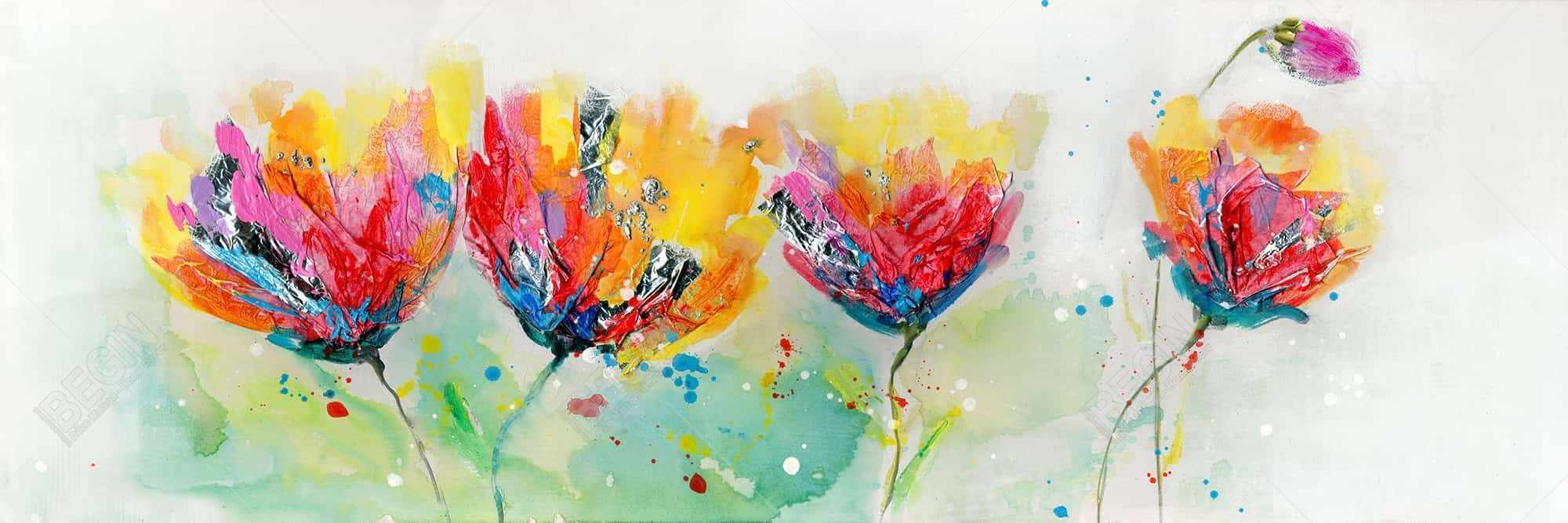 Quatre fleurs colorées