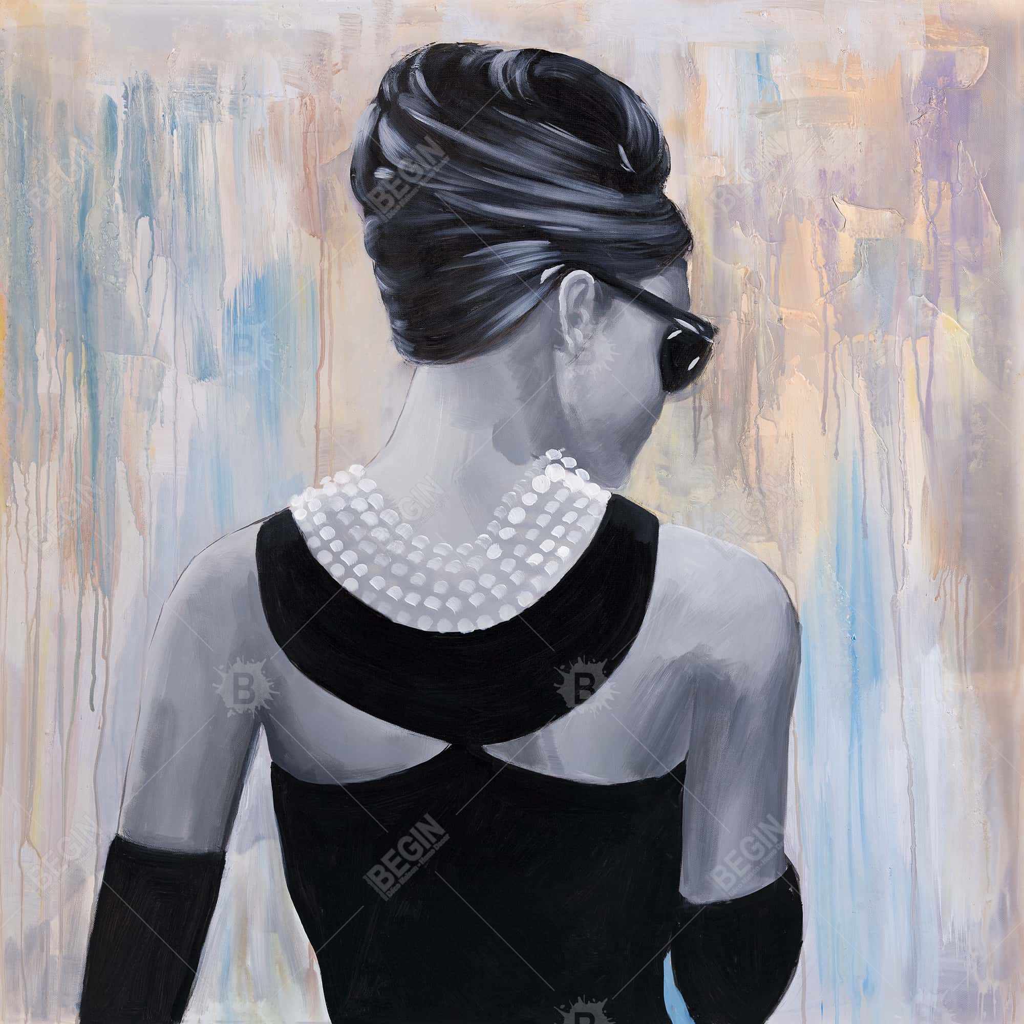 Audrey hepburn de style abstrait vue de dos