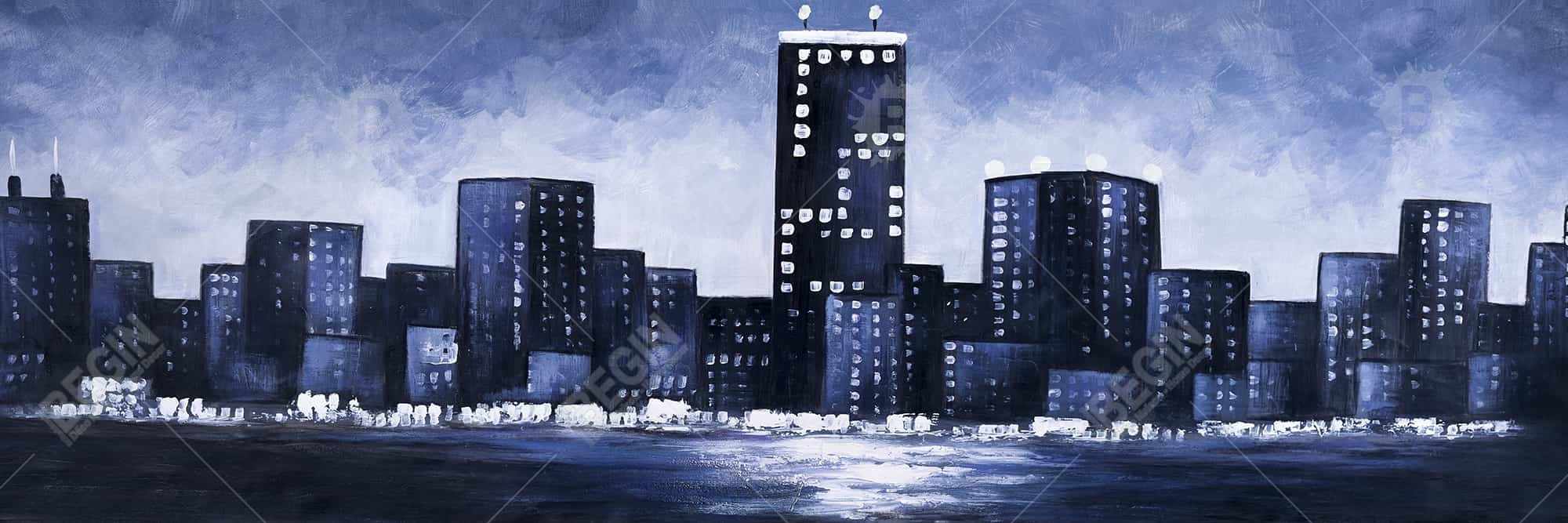 Dark blue cityscape