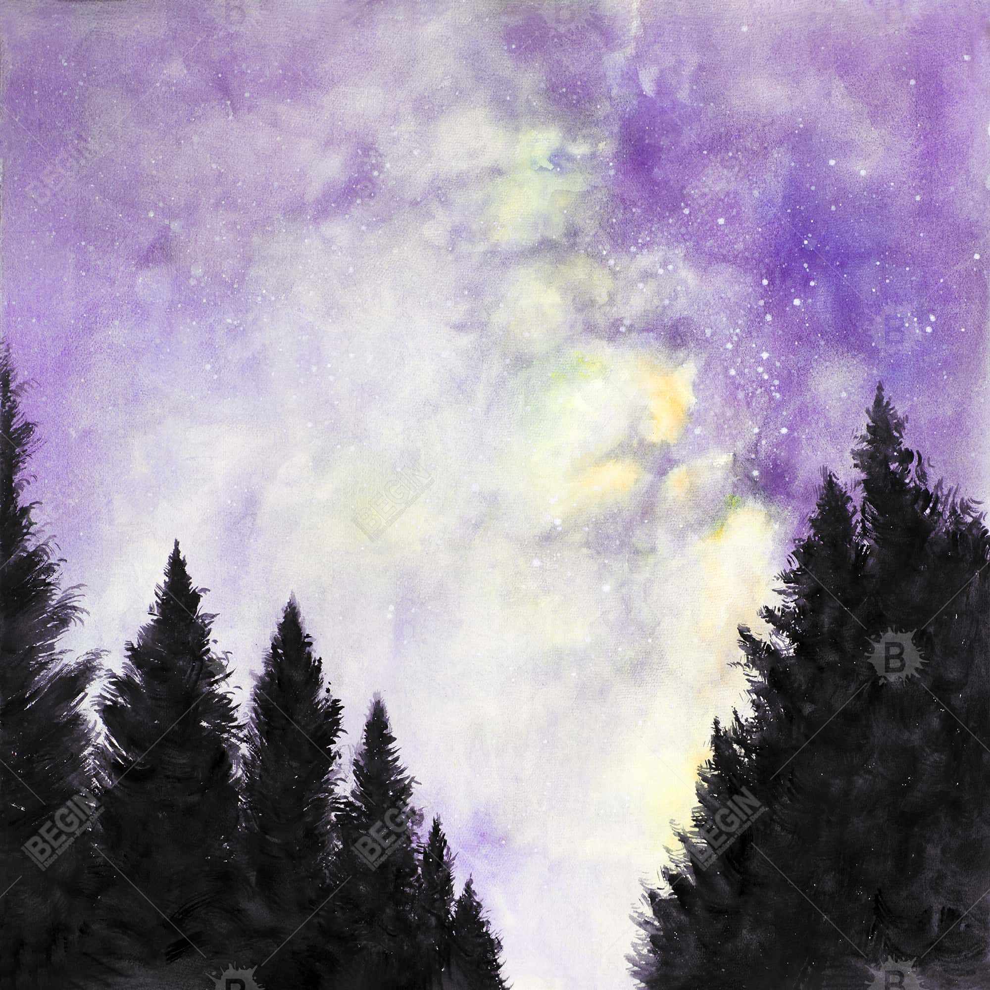 Purple starry sky