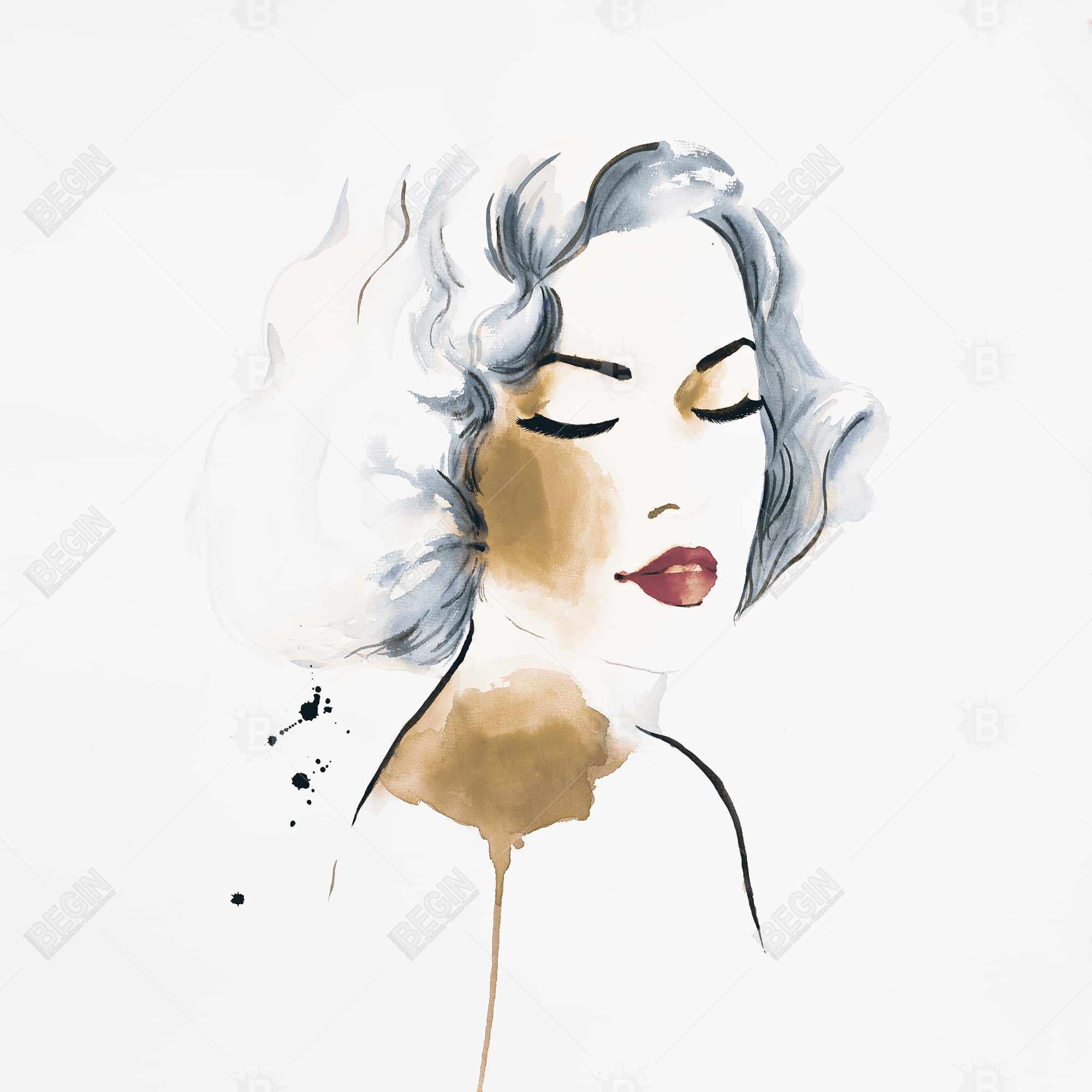 Femme classique à l'aquarelle