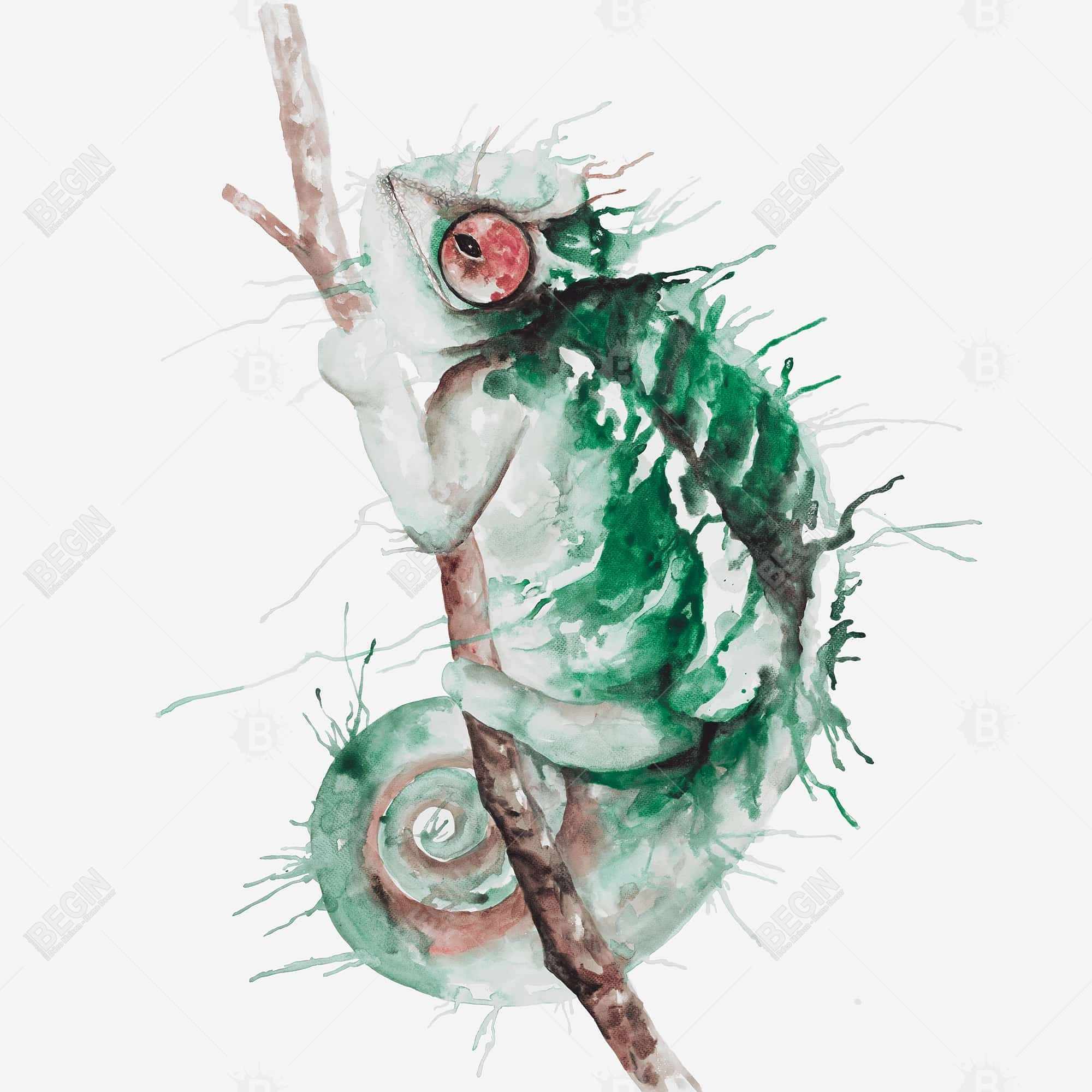Watercolor chameleon