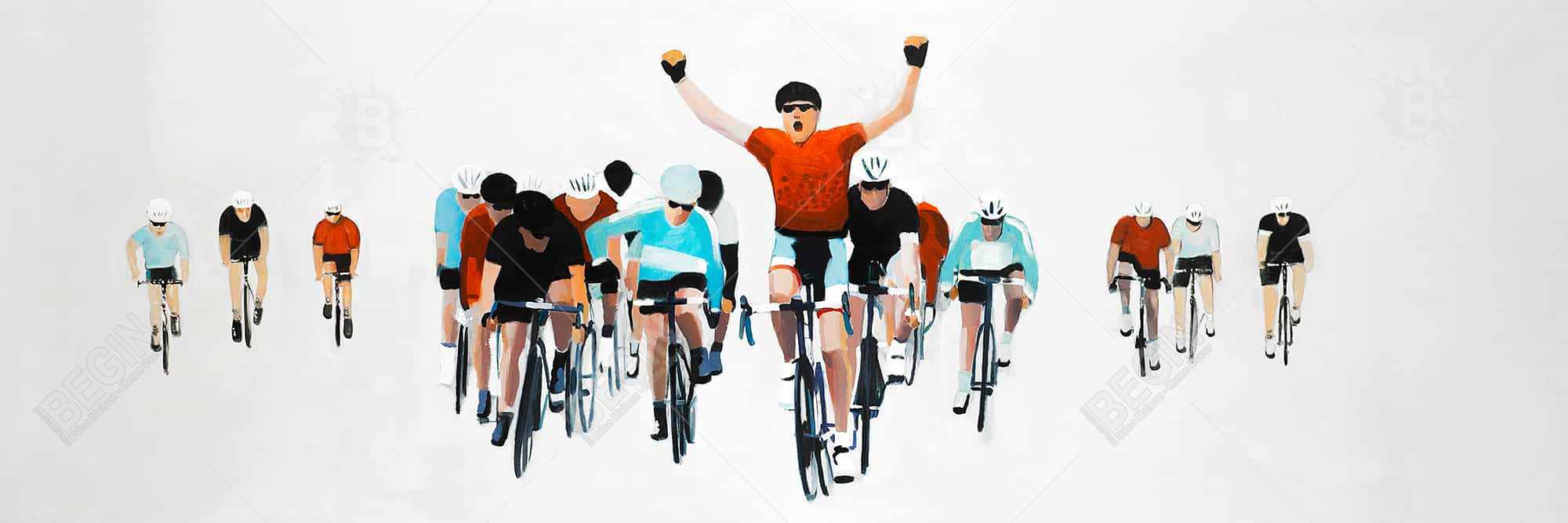 Cyclistes à la fin d'une course