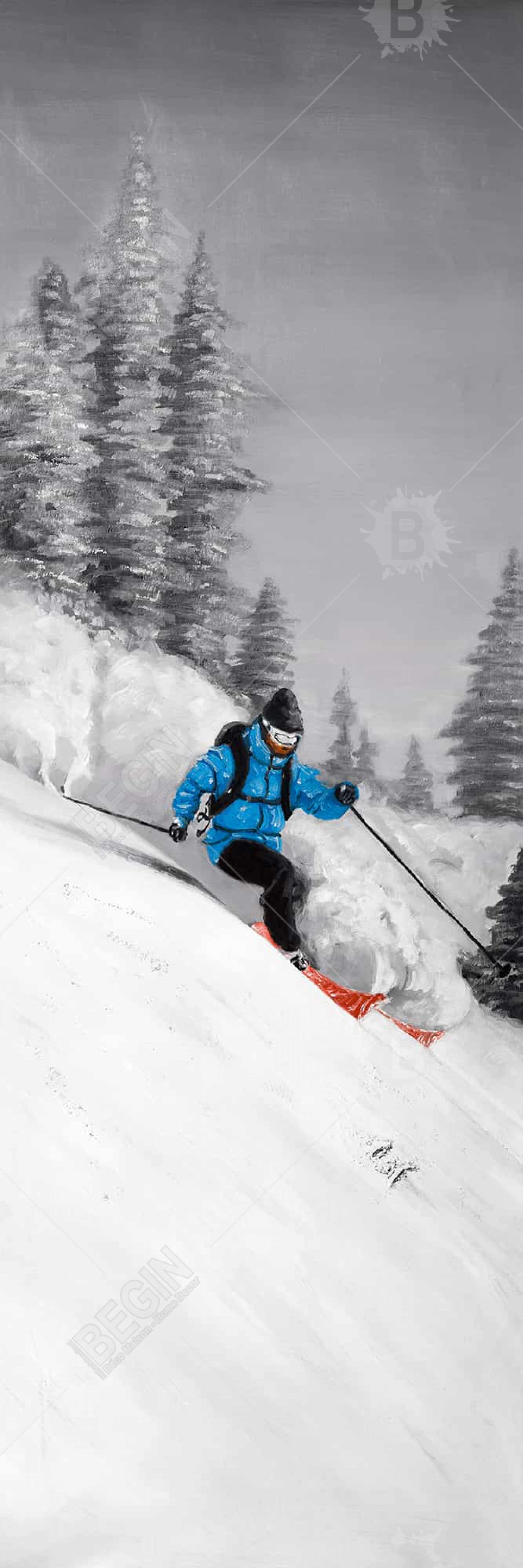 Homme skiant dans la montagne 