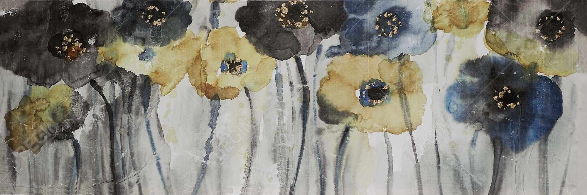 Gray blue and yellow flowers