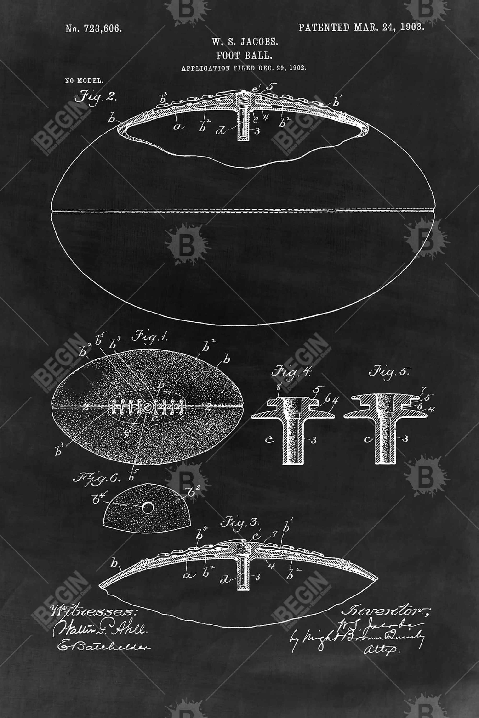 Black blueprint of a foot ball
