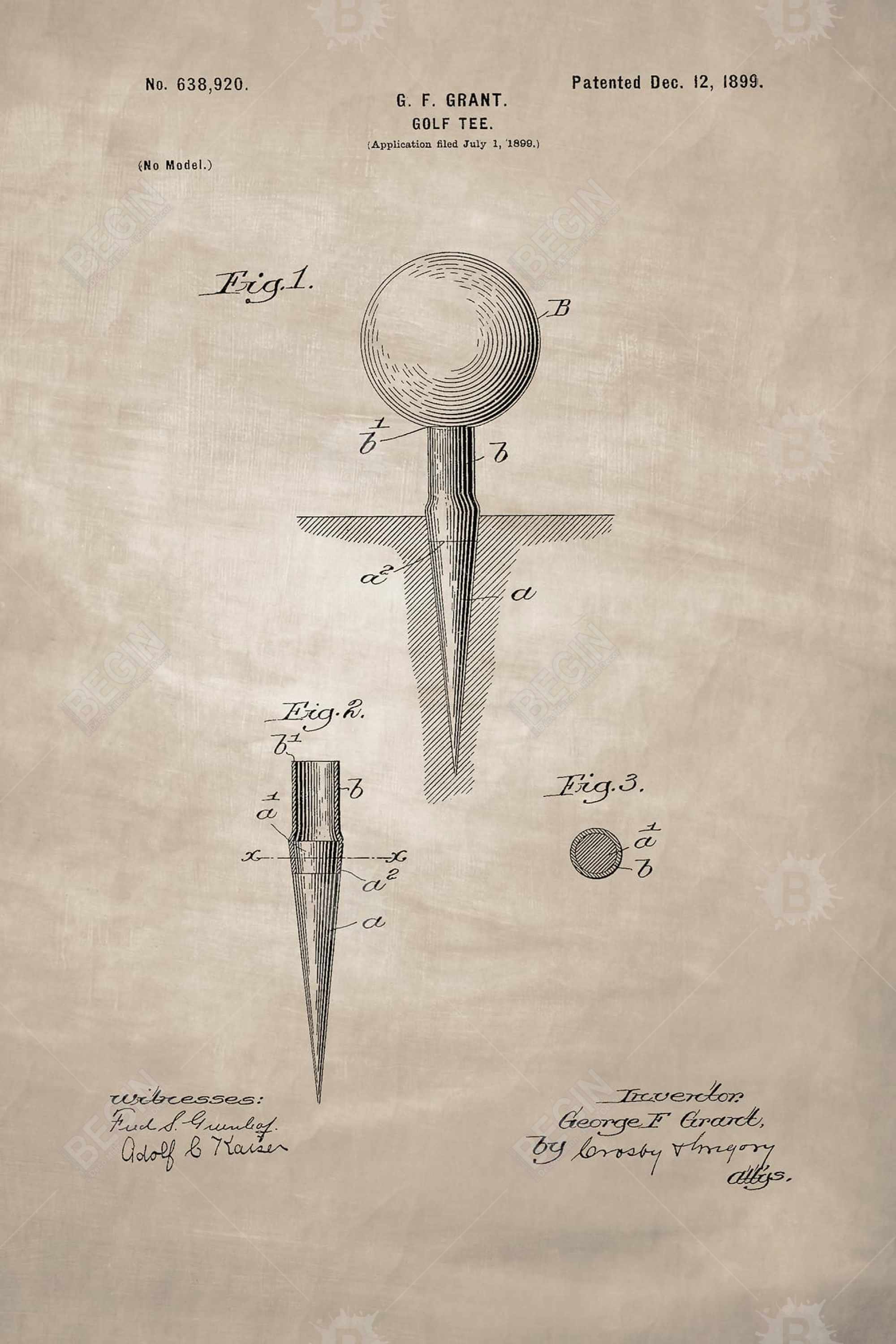 Beige blueprint of golf tee