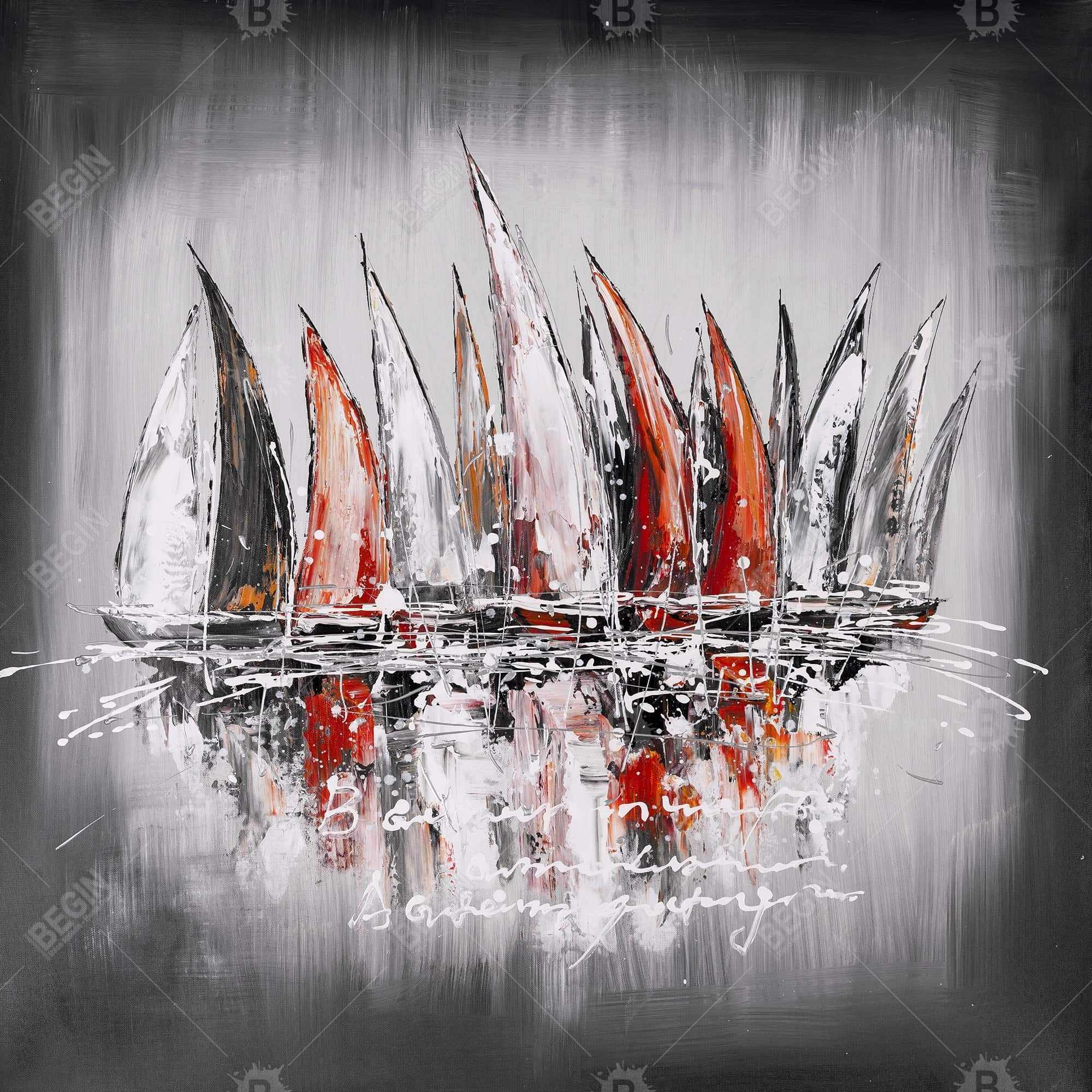 Sailboats with paint splash
