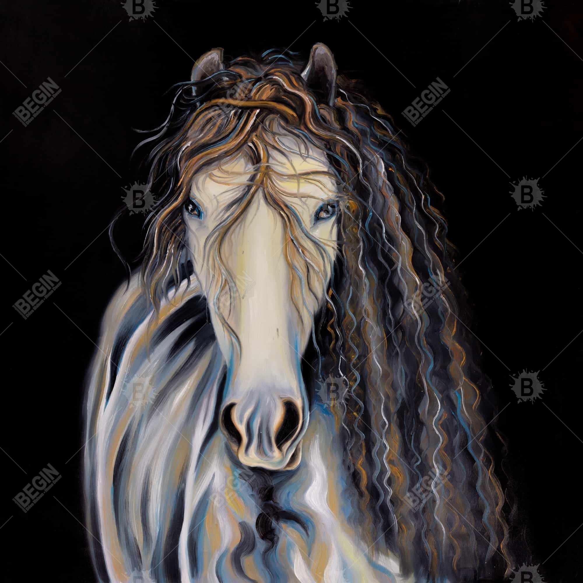 Abstract horse with curly mane